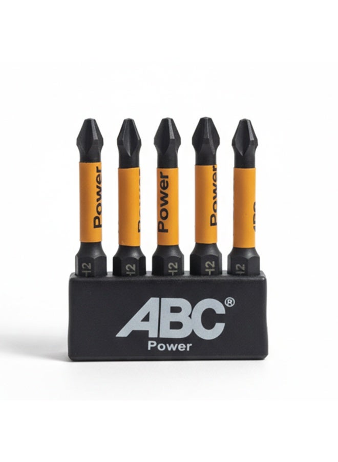 ABC Professional Magnetic Phillips Screwdriver Bits Set PH2 – 5 Pieces, S2 Impact-Resistant Steel, Extended Length, High Torque Performance for Power Drills and Impact Drivers - Image 2